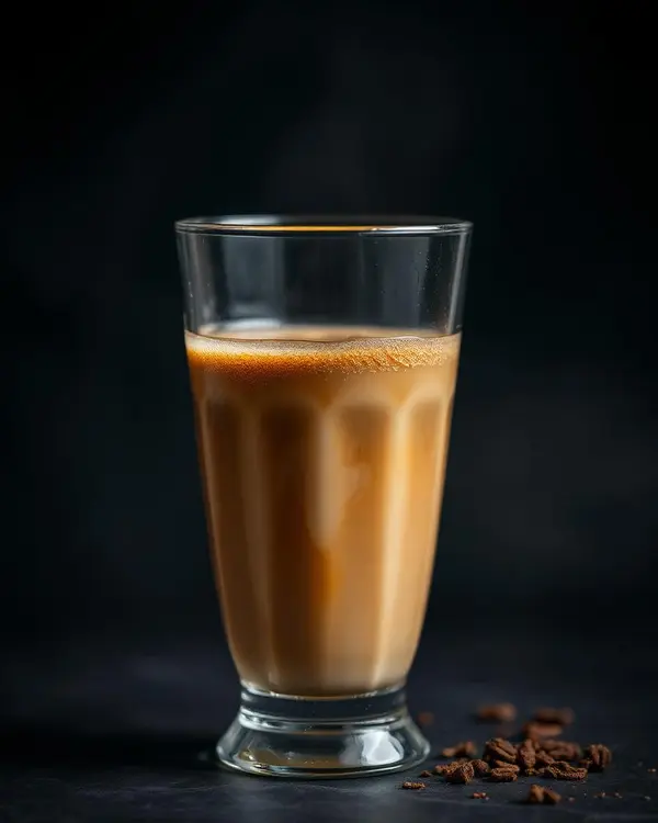 Latte seni dengan motif daun di cangkir putih